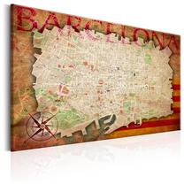 Kamštinė reprodukcija Artgeist Map Of Barcelona Pinnwand378, 120 cm x 80 cm