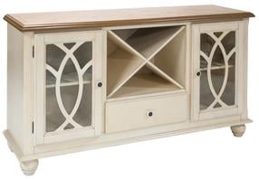 Шкаф-витрина Home4you Lily, дубовый цв./белый цв., 152 см x 46 см x 84 см