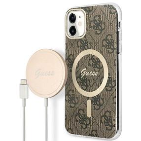 Telefona maciņa un lādētāja komplekts Guess GUBPN61H4EACSW, brūna krās., Apple