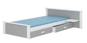 Bērnu gulta ADRK Aldex Shelf, balta krās./pelēka krās., 80 x 180 cm, ar nodalījumu gultas veļai, ar matraci