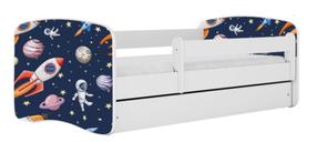 Vaikiška lova Kocot Kids Cosmos, balta sp., 80 x 180 cm, be patalynės dėžės, su čiužiniu