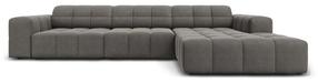 Kampinė sofa Micadoni Home Jennifer Velvet, pilka sp., dešininė, 284 x 166 cm x 70 cm