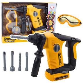 Rotaļu meistara instruments, trieciena urbis Lean Toys Power Tools, melna krās./dzeltena krās.