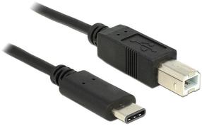 Vads Delock USB Type-C 2.0 / USB 2.0 Type-B USB 2.0 C male, USB 2.0 B male, 2 m, melna krās.