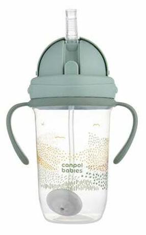 Gertuvė su silikoniniu šiaudeliu Canpol Babies Non-Spill Mountains, 270 ml, 6+ mėn., plastikas, žalia sp.