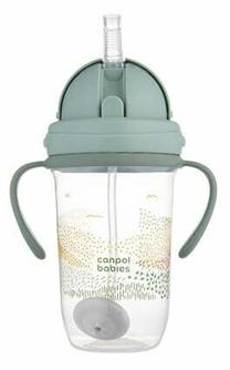 Gertuvė su silikoniniu šiaudeliu Canpol Babies Non-Spill Mountains, 270 ml, 6+ mėn., plastikas, žalia sp.