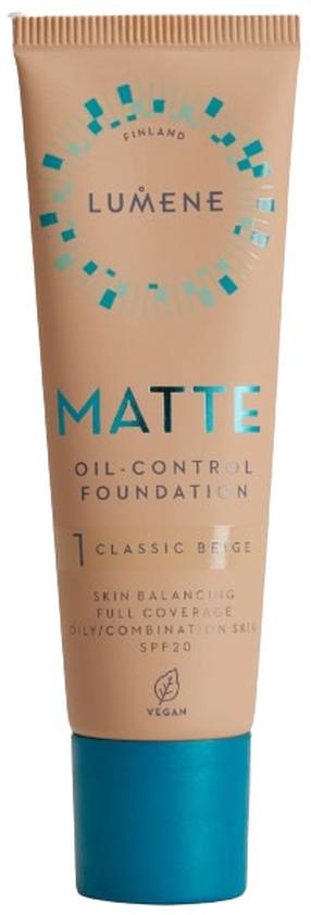 Жидкая основа для макияжа Lumene Matte Oil-Control, SPF 20, 1 classic beige, 30 мл