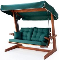 Lauko sūpynės Kalune Design Sia 2200, medžio sp./tamsiai žalia sp., 148 cm x 215 cm x 190 cm
