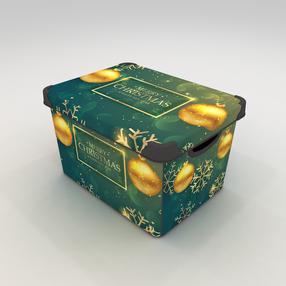 Uzglabāšanas kaste ar vāku Domoletti, 22 l, zelta krās./zaļa krās., 41 x 30 x 24 cm