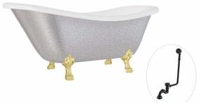 Vonia, laisvai pastatoma Besco Otylia Glam, 170 cm x 77 cm x 68.5 cm, ovalas, aukso sp./balta sp.