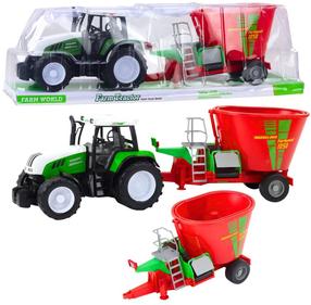  Mängutraktorid koos lisatarvikutega Lean Toys Farm World, punane v./roheline v.