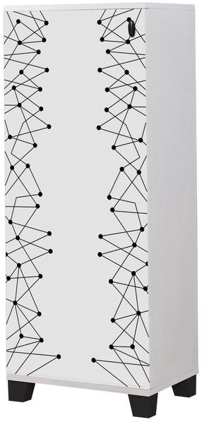 Prekė su pažeista pakuote. Batų spintelė Kalune Design Filinta 801, balta sp./juoda sp., 38 cm x 50 cm x 127 cm