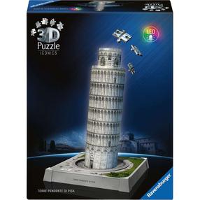 3D puzle Ravensburger Iconics Leaning Tower Of Pisa, 20.9 cm x 20.9 cm, 216 gab., pelēka krās.