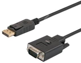 Laidas Savio DisplayPort - D-Sub (VGA) Displayport, VGA, 1.8 m, juoda