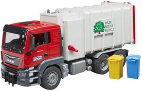 Žaislinė šiukšliavežė Bruder MAN TGS Side Loader 03761, 1:16, balta sp./raudona sp.