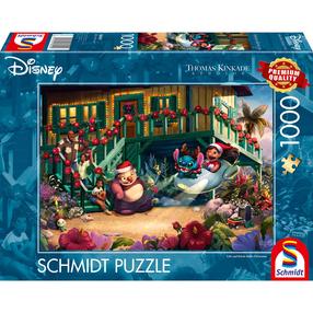 Dėlionė Schmidt Thomas Kinkade Studios Lilo And Stitch Aloha Christmas 58049, 49.3 cm x 69.3 cm, 1000 vnt., įvairių spalvų