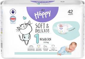 Mähkmed Happy Newborn Soft & Delicate, 1 suurus, 2 - 5 kg, 42 tk