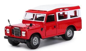 Rotaļu visurgājējs Bburago Land Rover, 1:24, balta krās./melna krās./sarkana krās.