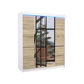 Spinta ADRK Traves LED, balta sp./rusva sp., 58 cm x 180 cm x 215 cm, su veidrodžiu