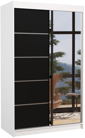 Spinta ADRK Nicea, balta sp./juoda sp., 120 cm x 58 cm x 200 cm, su veidrodžiu