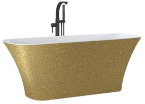 Vonia, laisvai pastatoma Besco Assos Glam, 160 cm x 70 cm x 64.5 cm, stačiakampis, aukso sp./balta sp.