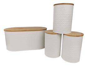 Maizes kaste un uzglabāšanas kārbu komplekts Bamboo, balta krās./brūngans krās.
