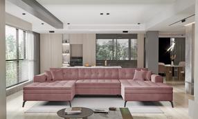 Kampinė sofa Vertizo Velvetmat 24, rožinė sp., 350 x 170 cm x 93 cm