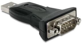 Адаптер Delock USB 2.0 to serial 1xSerial USB 2.0 A male, RS-232 male, 80 м, черный цв.