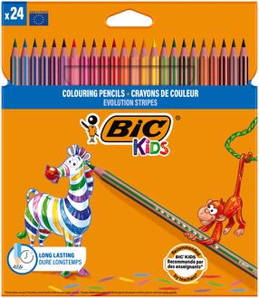 Spalvoti pieštukai Bic Evolution Stripes, 24 vnt.