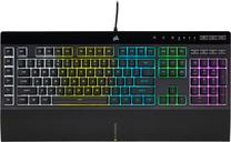 Vadu spēļu tastatūra Corsair K55 RGB PRO Rubber Dome, DE, melna krās.