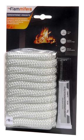 Blīvēšanas komplekts Flammifera, 250 cm, 1.2 cm, tekstilmateriāls, balta krās./melna krās.