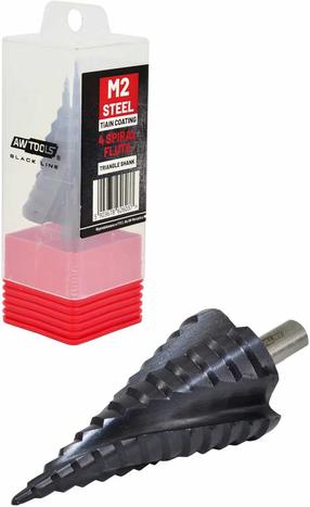 Pakopinis grąžtas AWTools AW40934BL, metalas/plienui/plastikas, hss-tialn, cilindrinis, 4-39 mm x 10 cm