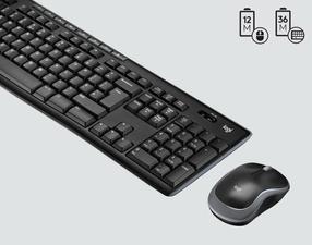 Klaviatūros ir pelės komplektas Logitech MK270, Anglų (UK), juoda, belaidė