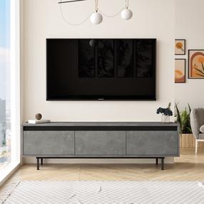 TV staliukas Kalune Design LV1 - RL, sidabro sp./juoda sp., 160 cm x 35.5 cm x 45.2 cm
