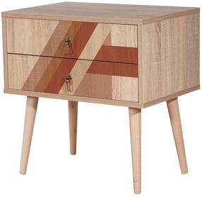 Naktinis staliukas Kalune Design City Flow, medžio sp./ruda sp., 61 cm x 60 cm x 40 cm