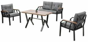Āra mēbeļu komplekts Kalune Design Nergiz, pelēks krās./koka krās./tumši pelēka krās., 4 sēdvietas