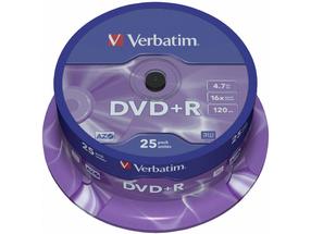 Kirjutatav CD-plaat Verbatim DVD+R, 4.7 GB, 25tk
