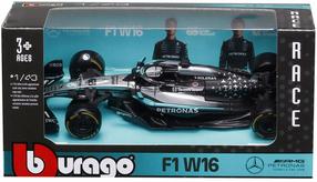  Mänguasja võidusõiduauto Bburago Mercedes-AMG Petronas W16E (2025) 18-38237, 1:43, hõbe v./must v./helesinine v.