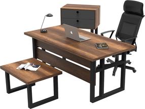 Rašomasis stalas Kalune Design MN08-BA, 180 cm x 73 cm, 90 cm, antracito sp./ruda sp.