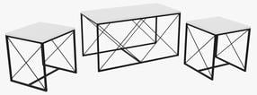 Kavos staliukų komplektas Kalune Design Defne, balta sp., 45 - 50 cm x 100 cm x 52 cm, 3 vnt.