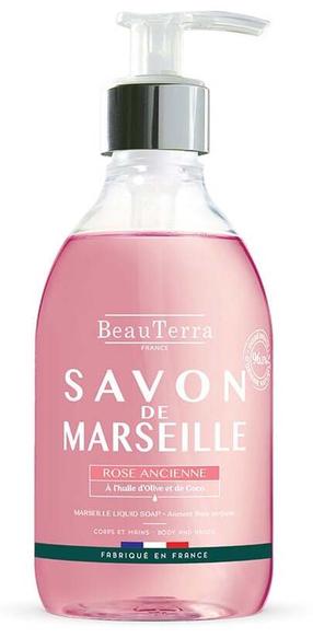 Šķidrās ziepes with glycerin Beauterra Marseille Antique Rose, roze, 300 ml