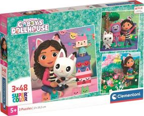 Dėlionė 3in1 Clementoni Gabbys Dollhouse, 20.5 cm x 21 cm, 144 vnt., įvairių spalvų