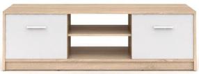 TV staliukas, ąžuolo/balta, 138.5 cm x 46.5 cm x 42.5 cm