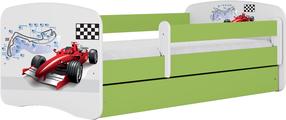 Vaikiška lova Kocot Kids Babydreams Formula, balta sp./žalia sp., 70 x 140 cm, su patalynės dėže, be čiužinio