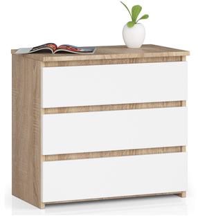Komoda Akord CL3 3SZ CLP, balta sp./sonoma ąžuolo sp., 57 cm x 60 cm x 35 cm