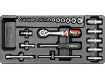 Įrankių rinkinys, veržliarakčio ir galvučių rinkinys Yato YT-5541, 385 mm, 25 vnt.