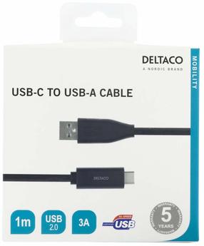 Провод Deltaco USBC-1004M, USB Type C/USB Type A, 100 см, черный цв.