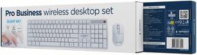 Juhtmevaba klaviatuuri ja hiire komplekt Gembird Pro Business Silent key KBS-WMS-01-W, Inglise (INT), valge v.