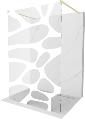 Dušo sienelė Mexen Kioto Walk-in, 130 cm x 200 cm, brushed gold sp./grūdintas
