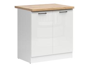 Apatinė virtuvinė spintelė Junona Line, balta sp./blizgios baltos spalvos/golden craft oak sp., 47 cm x 80 cm x 85.7 cm